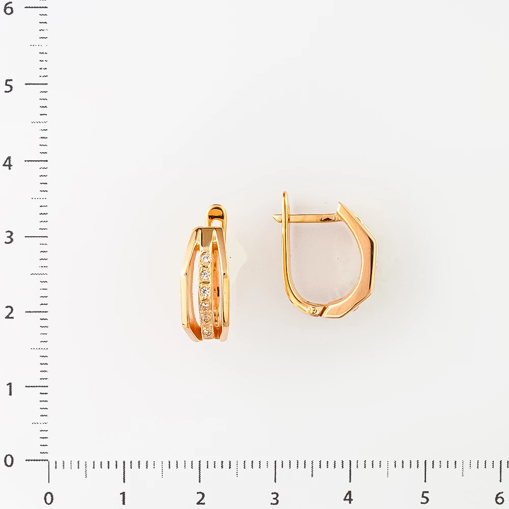 Серьги с фианитом из красного золота 585 пробы