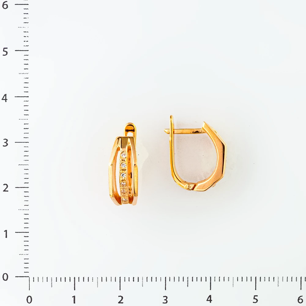 Серьги с фианитом из красного золота 585 пробы 2