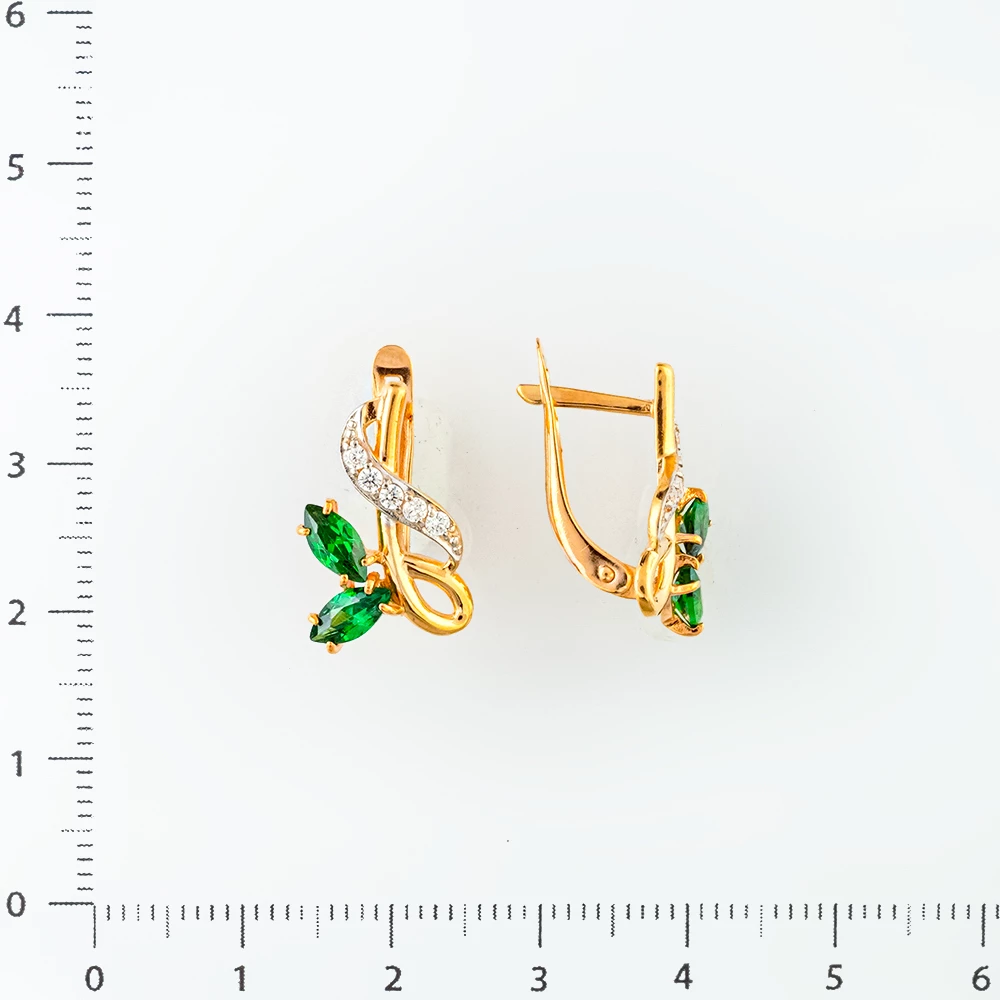 Серьги с фианитом из красного золота 585 пробы