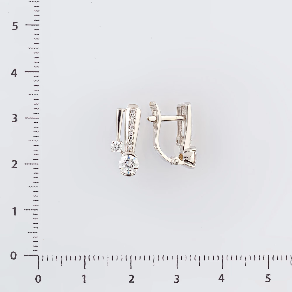 Серьги с фианитом из белого золота 585 пробы