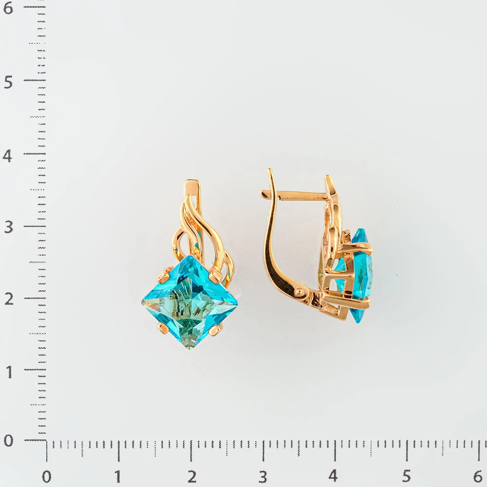 Серьги с ситаллом из красного золота 585 пробы