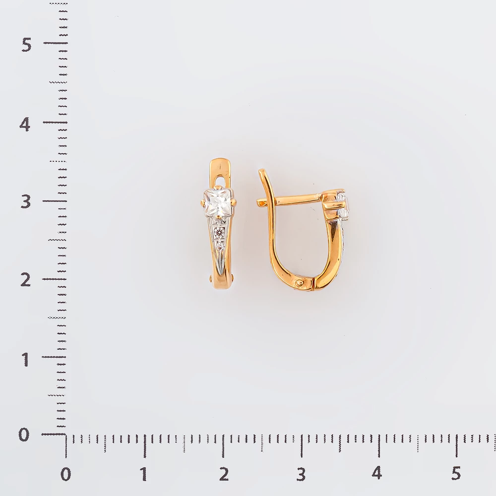 Серьги с фианитом из красного золота 585 пробы