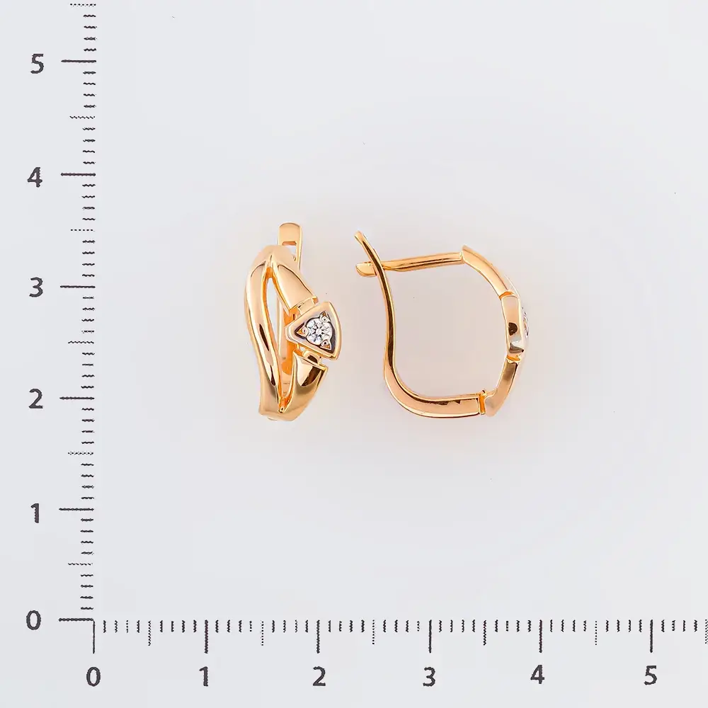 Серьги с фианитом из красного золота 585 пробы 2