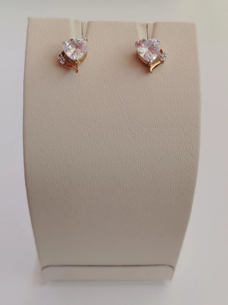 Серьги с фианитом из красного золота 375 пробы