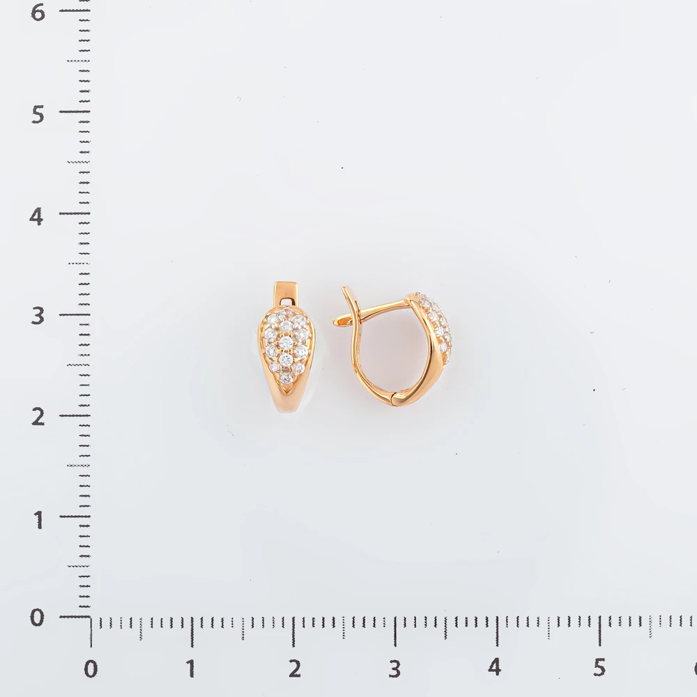 Серьги с фианитом из красного золота 585 пробы