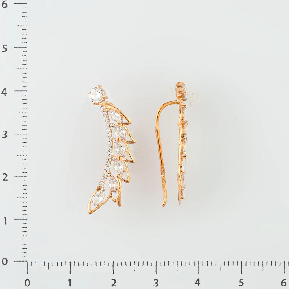 Серьги с фианитом из красного золота 585 пробы