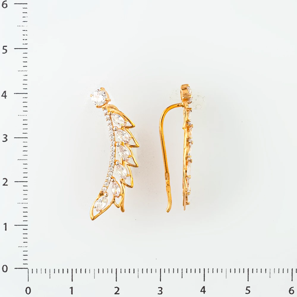 Серьги с фианитом из красного золота 585 пробы