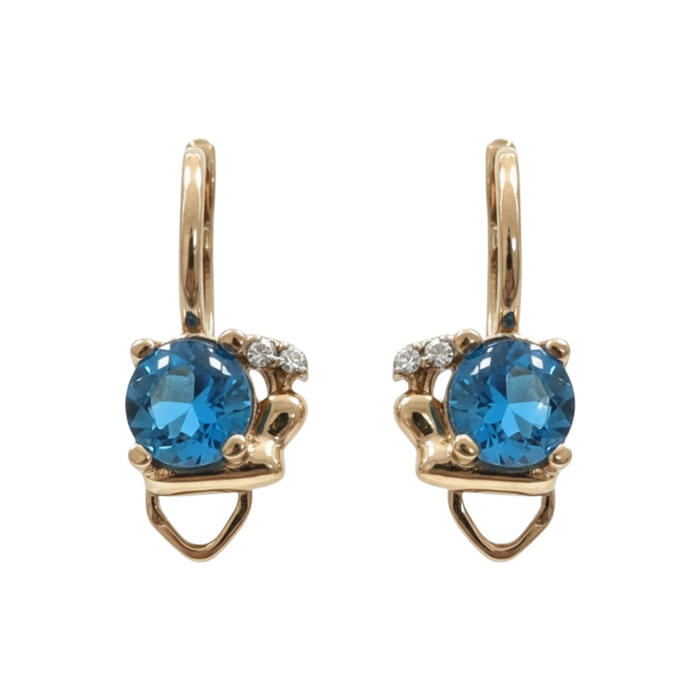 Серьги с фианитом из красного золота 585 пробы