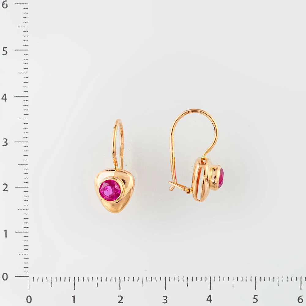 Серьги с фианитом из красного золота 583 пробы