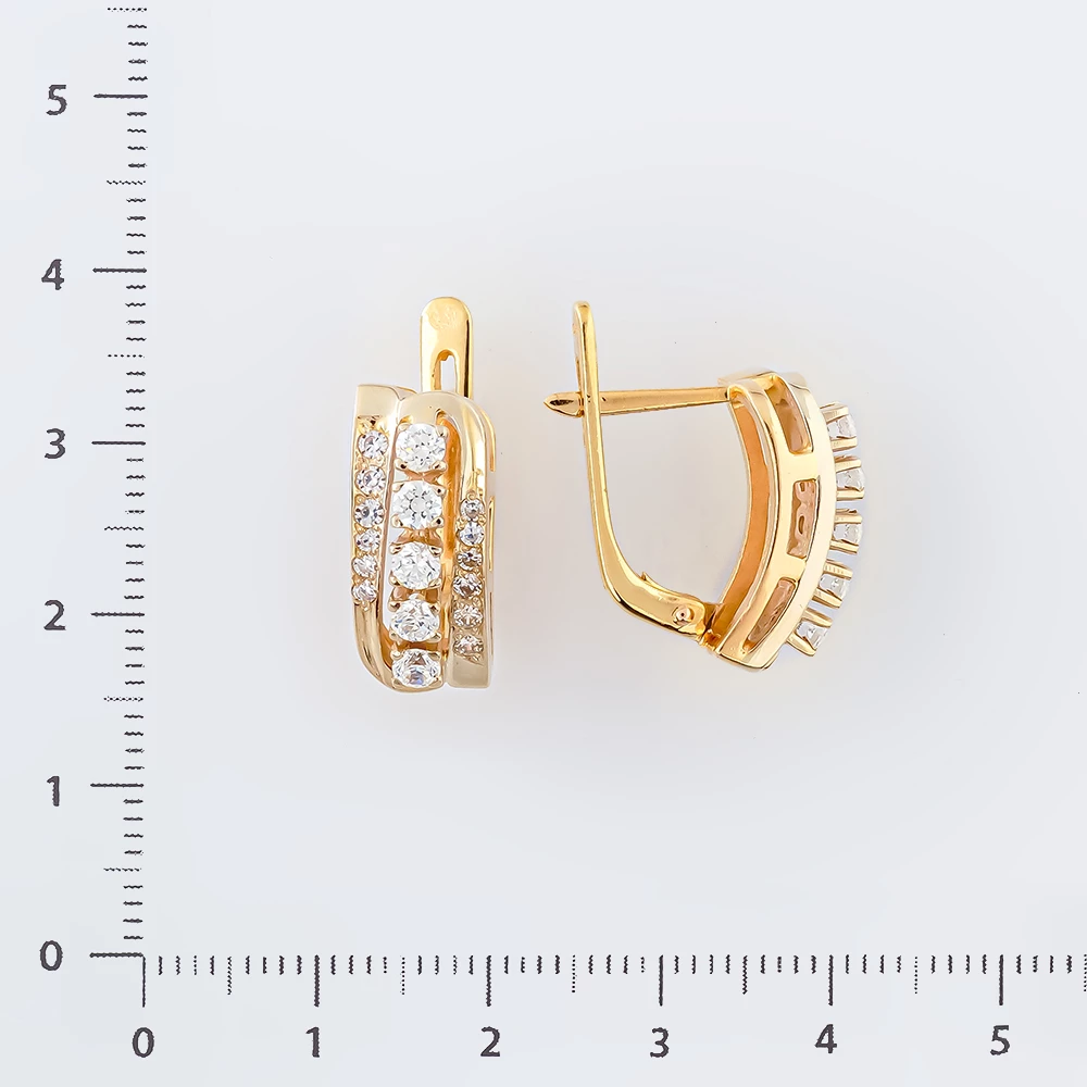 Серьги с фианитом из желтого золота 585 пробы