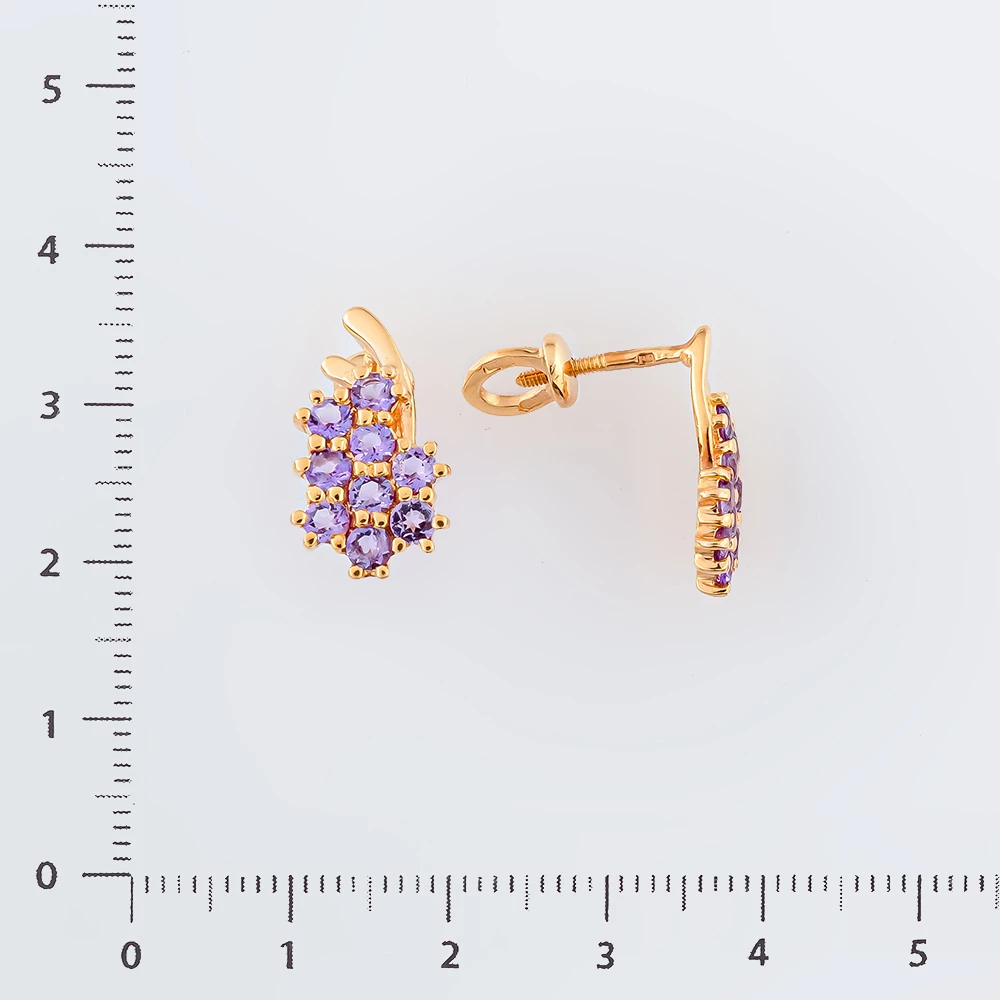 Серьги с фианитом из красного золота 585 пробы 2