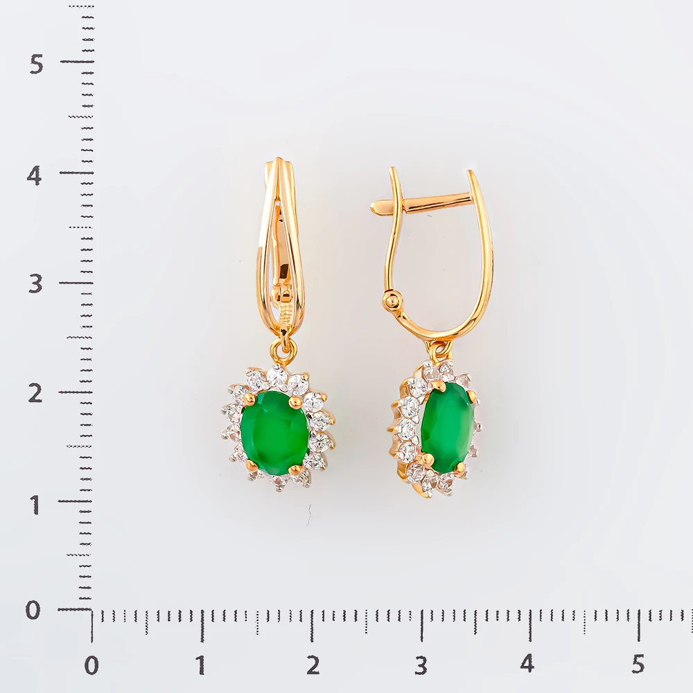 Серьги с агатом из красного золота 585 пробы