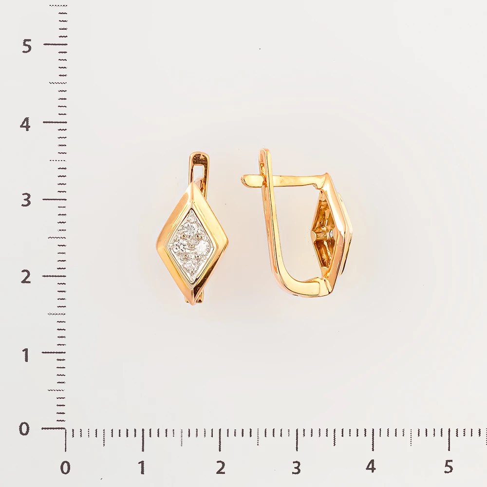 Серьги с фианитом из белого золота 585 пробы