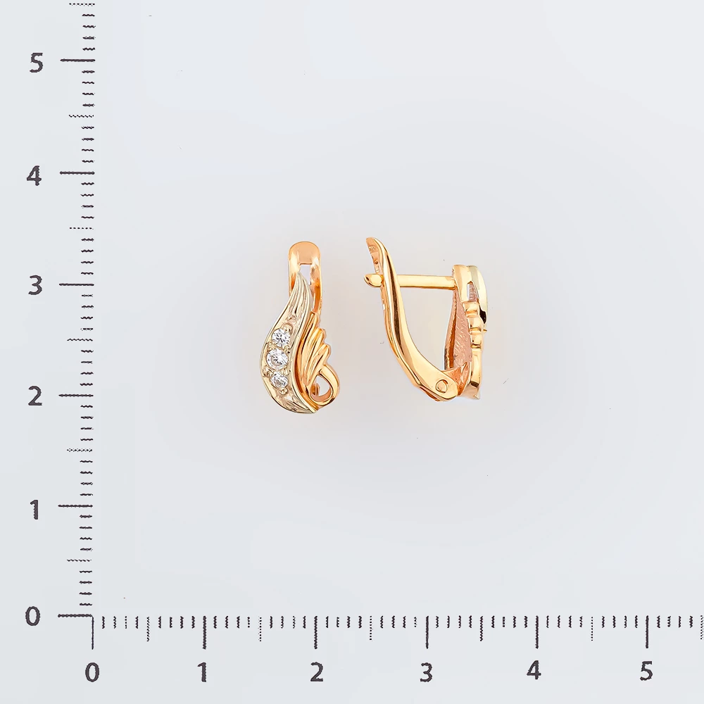 Серьги с фианитом из красного золота 585 пробы 2