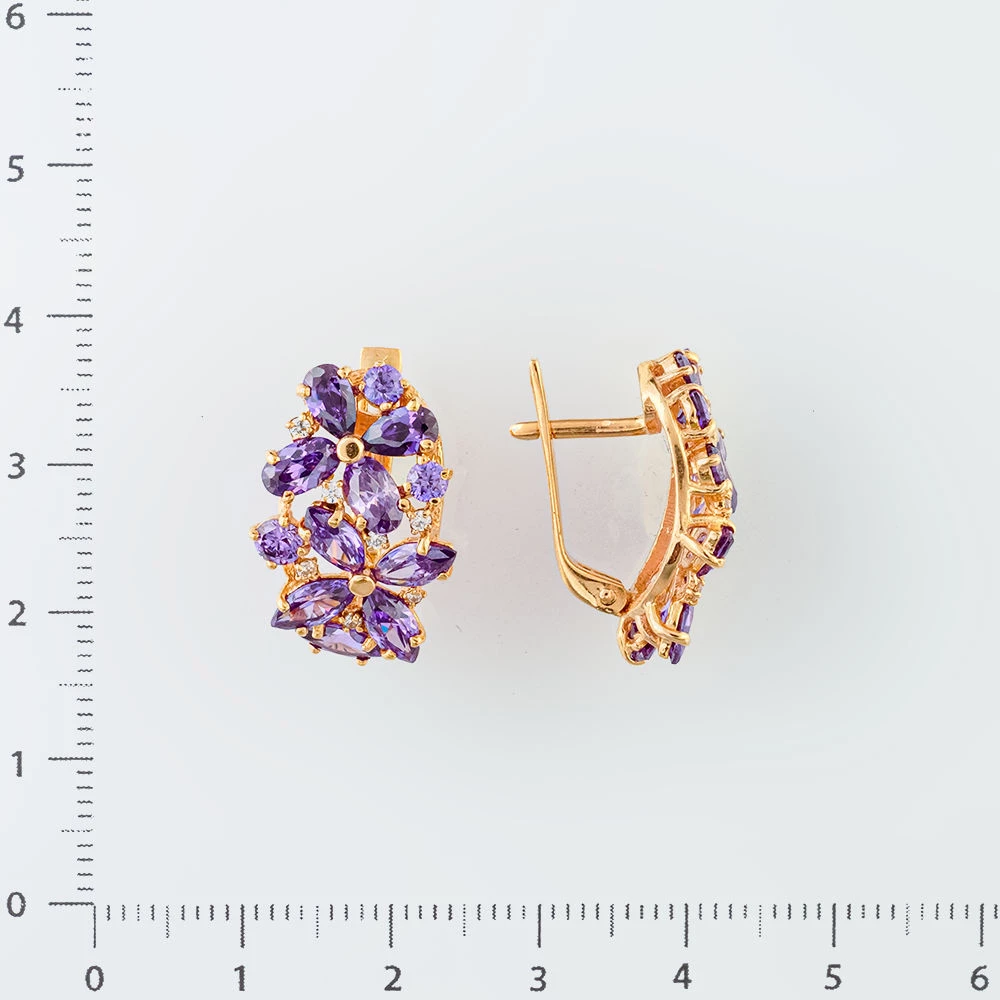 Серьги с ситаллом из красного золота 585 пробы