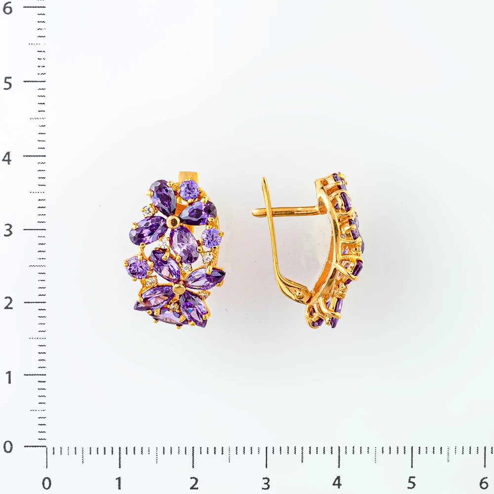Серьги с ситаллом из красного золота 585 пробы