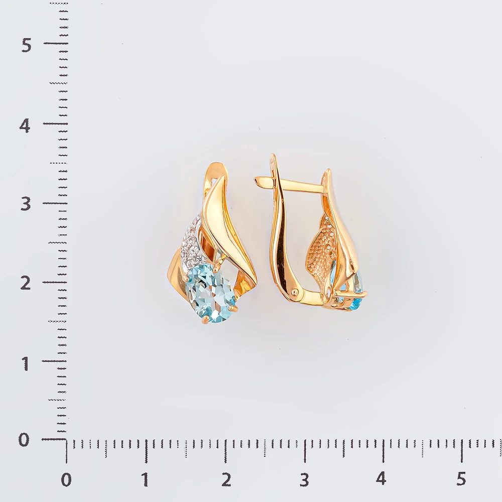 Серьги с топазом из красного золота 585 пробы