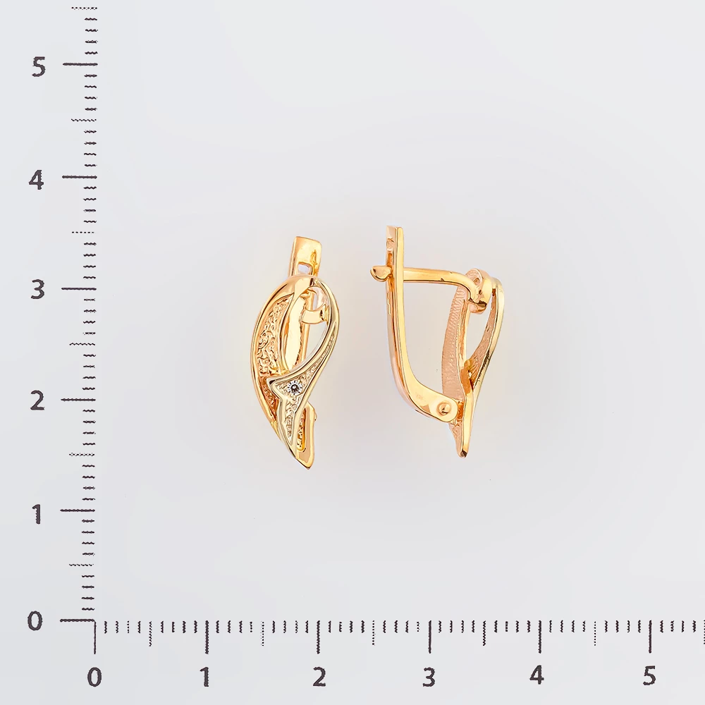 Серьги с фианитом из красного золота 585 пробы