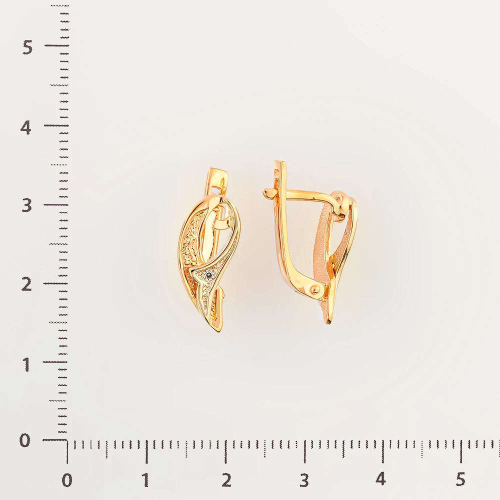 Серьги с фианитом из красного золота 585 пробы