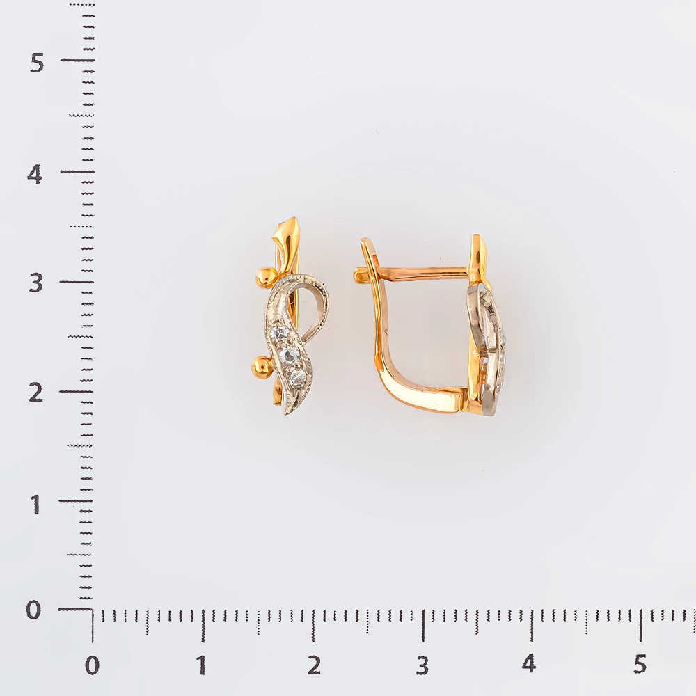 Серьги с фианитом из красного золота 585 пробы