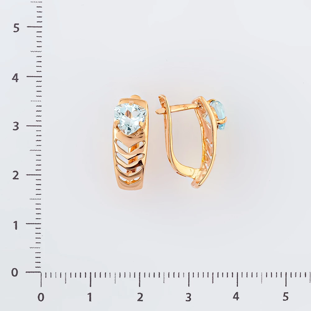 Серьги с топазом из красного золота 585 пробы