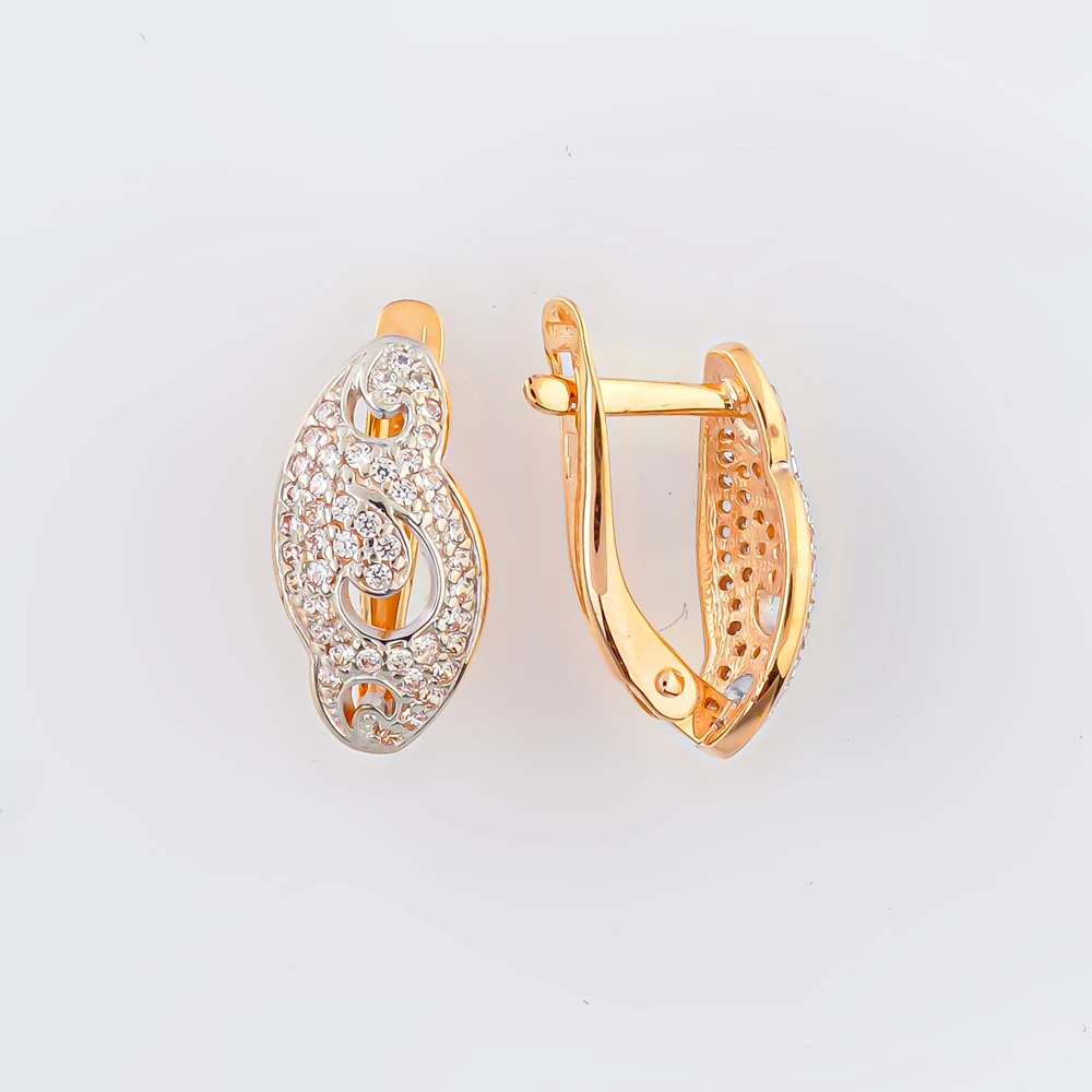 Серьги с фианитом из красного золота 585 пробы 1