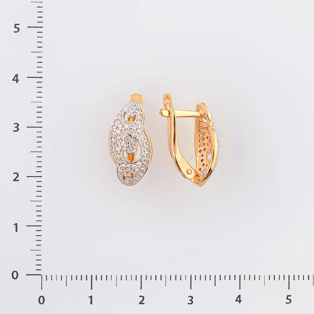 Серьги с фианитом из красного золота 585 пробы 2