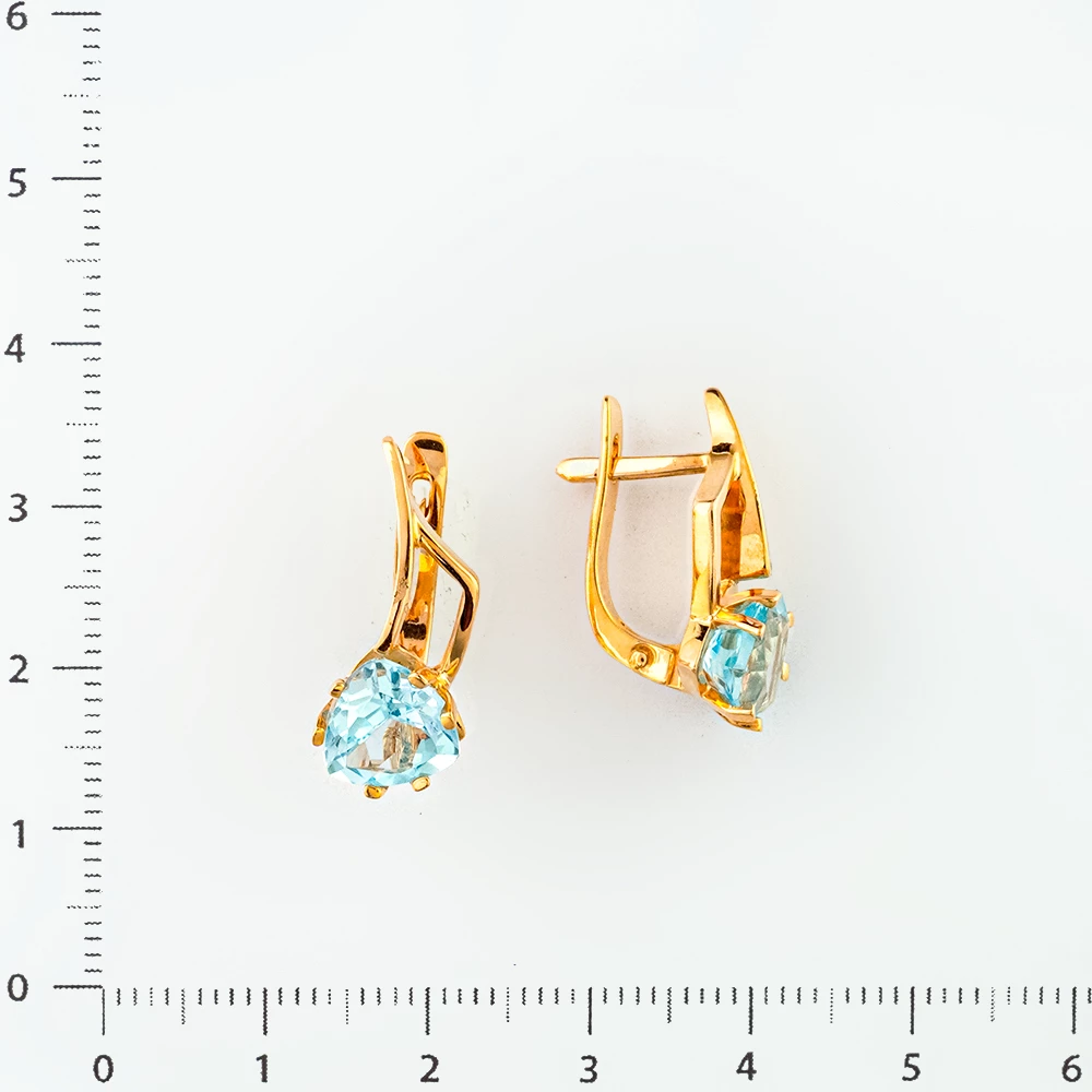 Серьги с топазом из красного золота 585 пробы