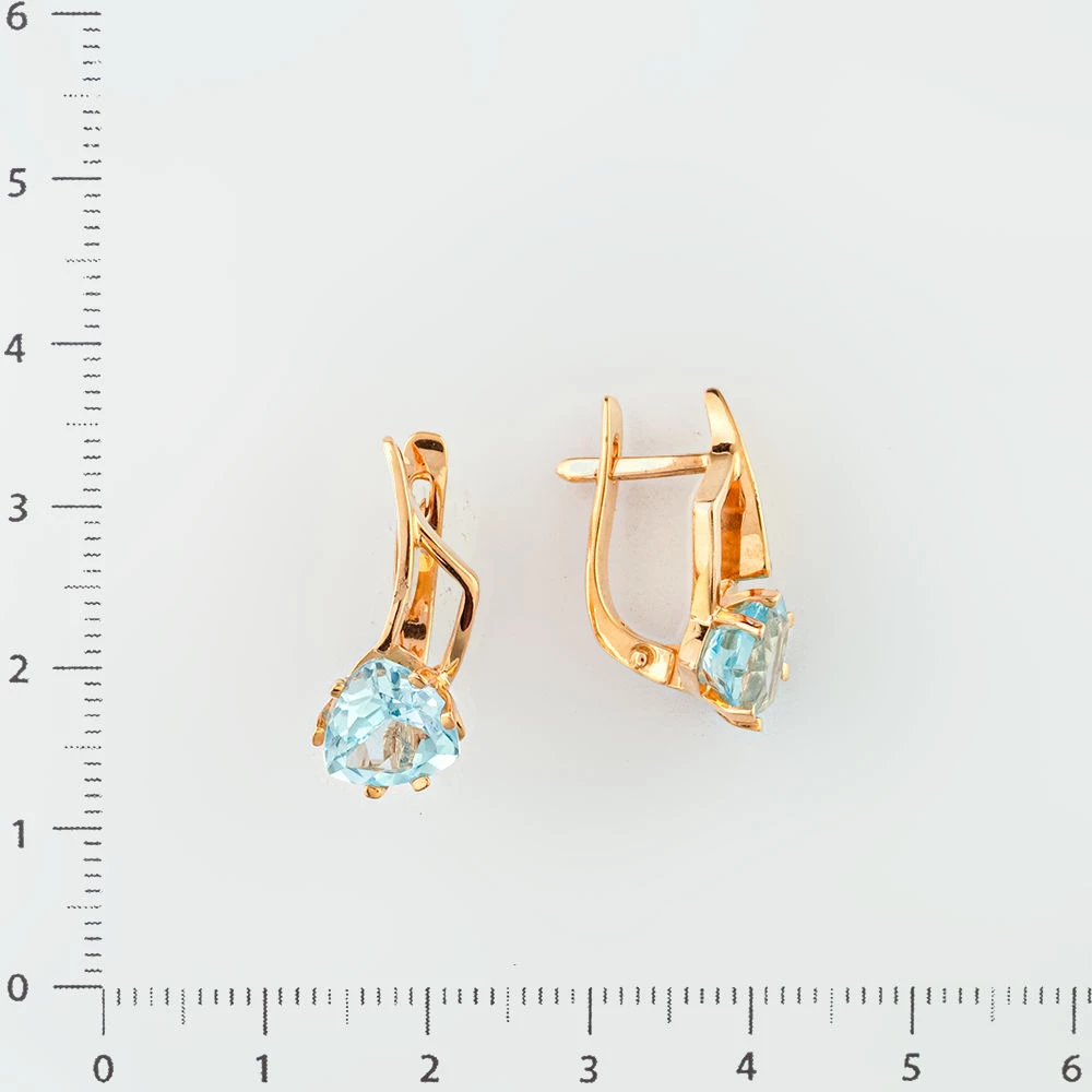 Серьги с топазом из красного золота 585 пробы