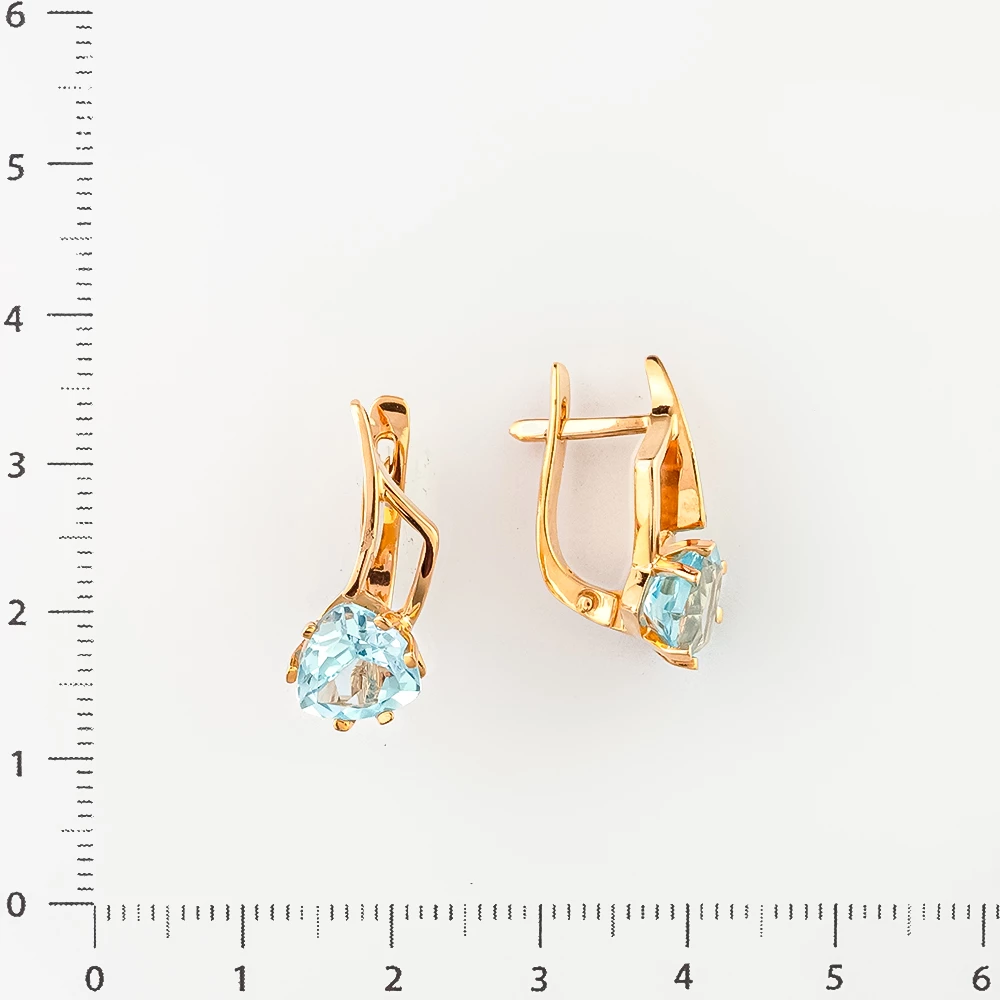 Серьги с топазом из красного золота 585 пробы
