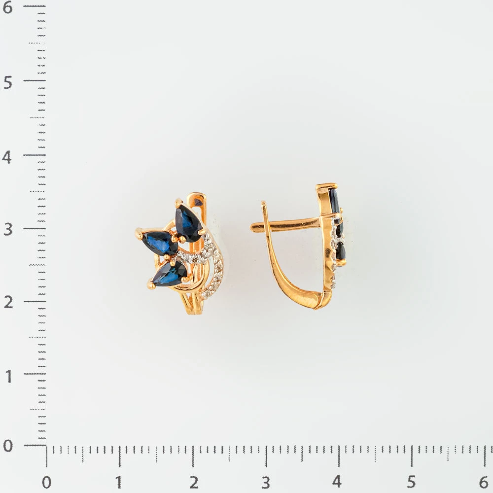 Серьги с сапфиром из красного золота 585 пробы