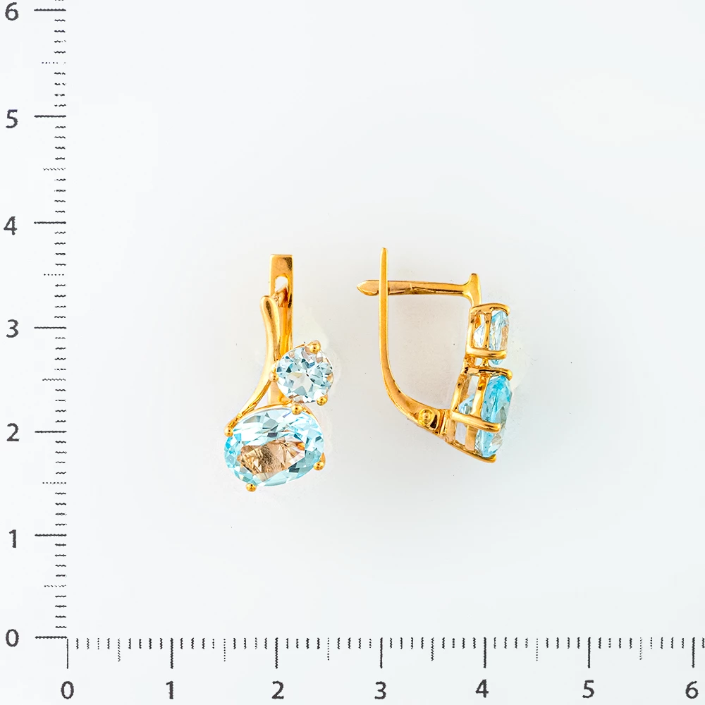 Серьги с топазом из красного золота 585 пробы 2