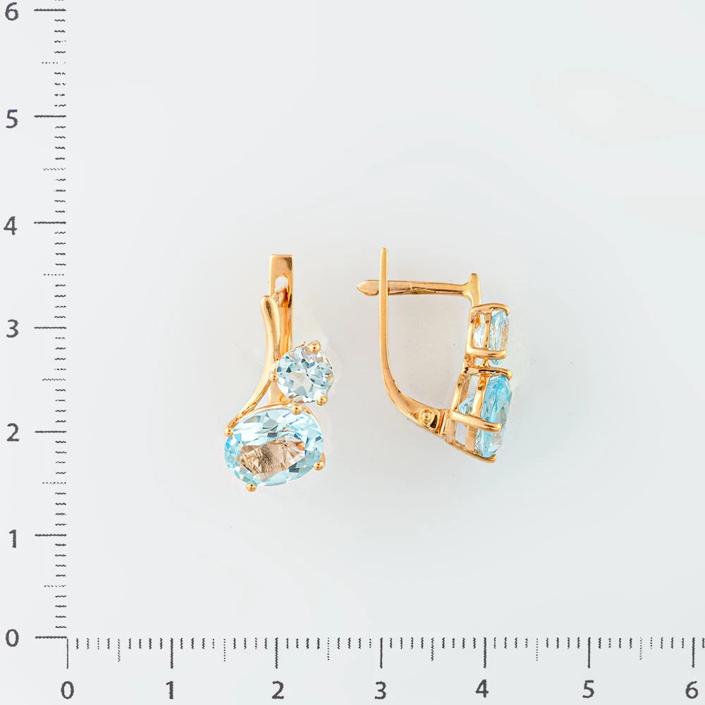 Серьги с топазом из красного золота 585 пробы
