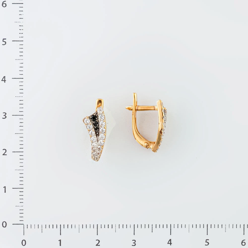 Серьги с фианитом из красного золота 585 пробы