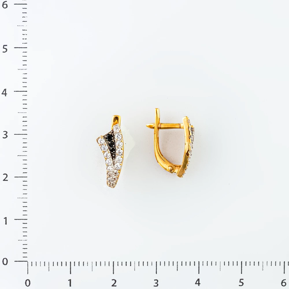 Серьги с фианитом из красного золота 585 пробы