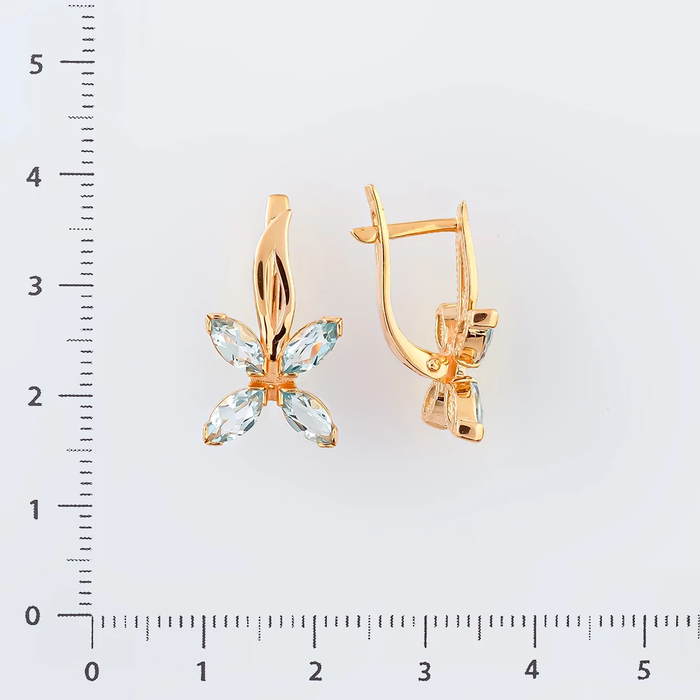 Серьги с топазом из красного золота 585 пробы
