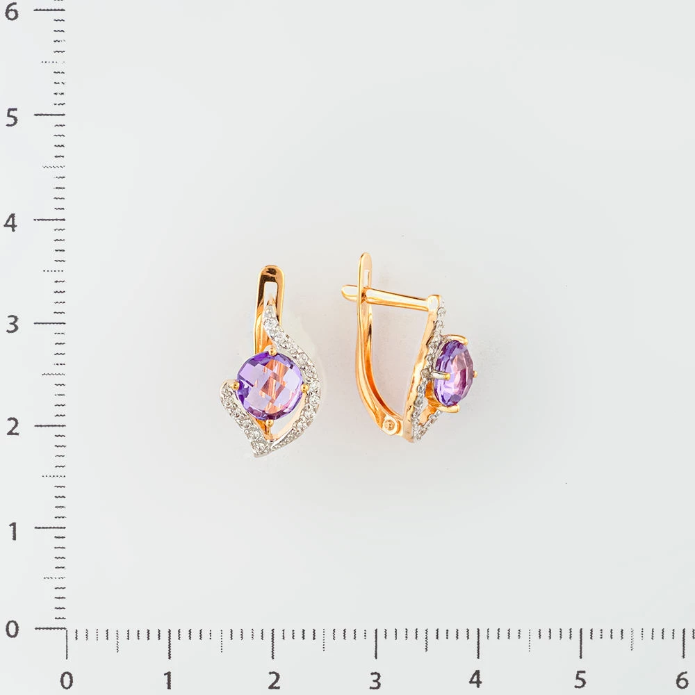 Серьги с ситаллом из красного золота 585 пробы