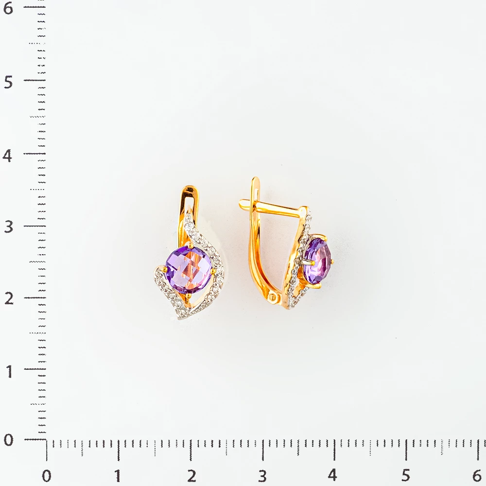 Серьги с ситаллом из красного золота 585 пробы