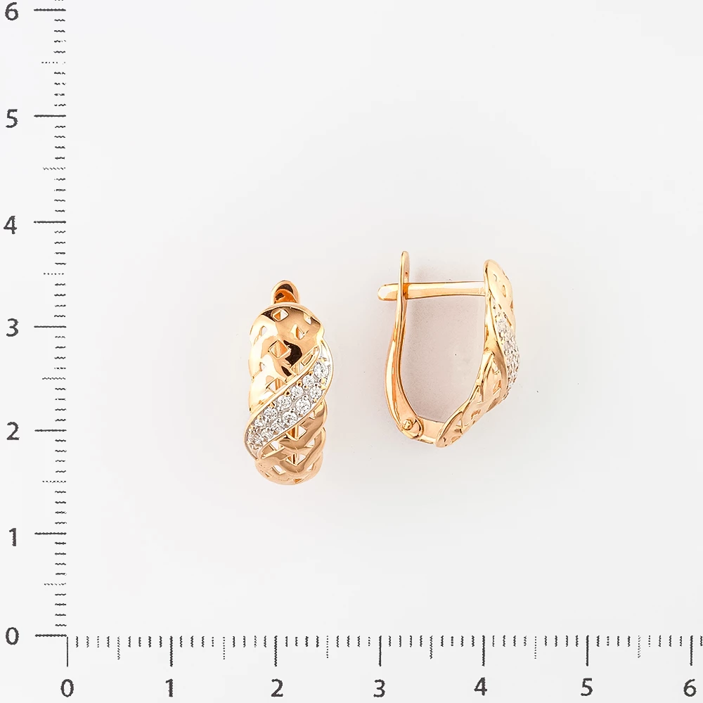 Серьги с фианитом из красного золота 585 пробы