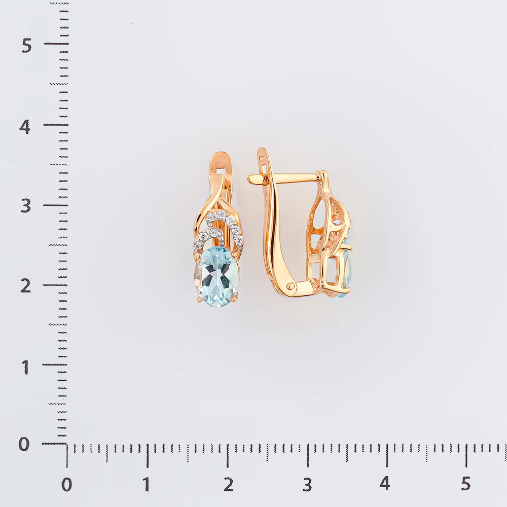 Серьги с топазом из красного золота 585 пробы