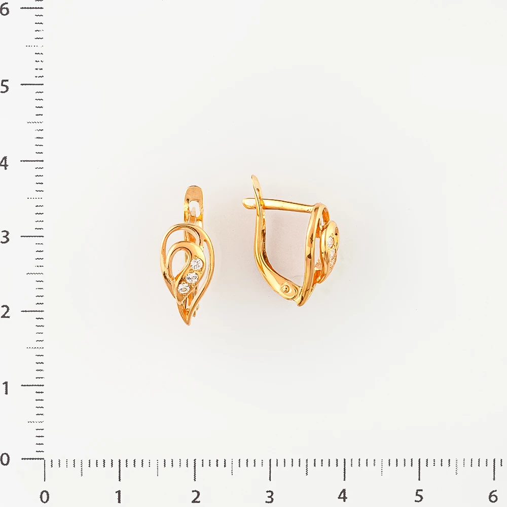 Серьги с фианитом из красного золота 585 пробы
