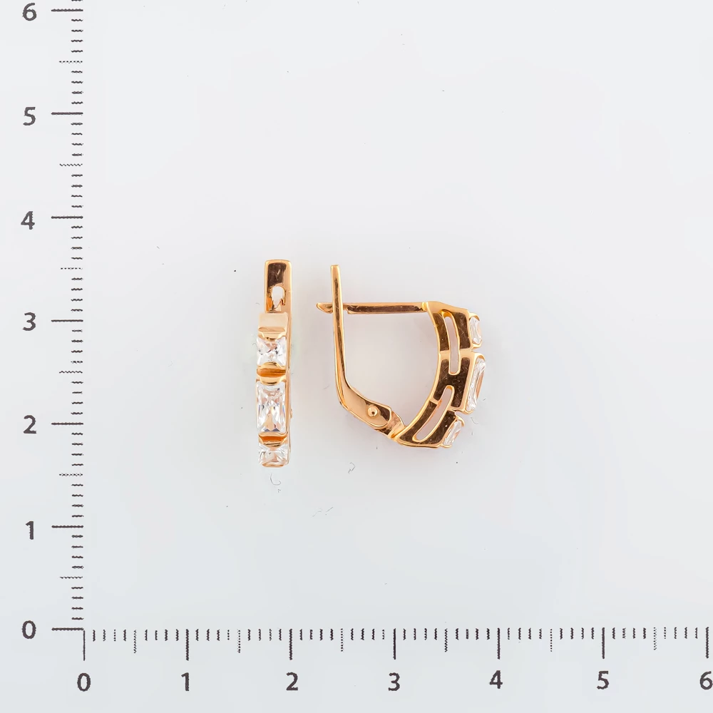 Серьги с фианитом из красного золота 585 пробы