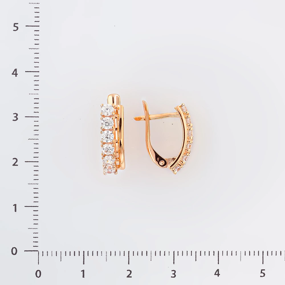 Серьги с фианитом из красного золота 375 пробы