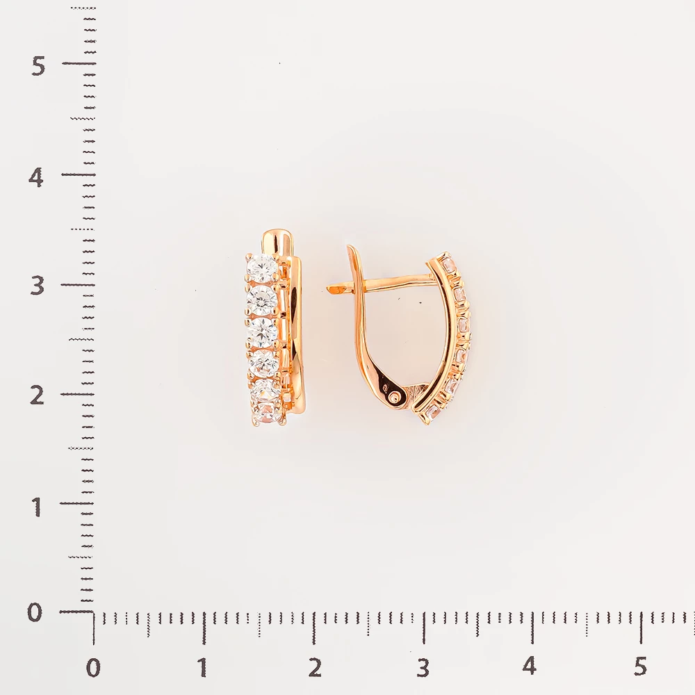 Серьги с фианитом из красного золота 375 пробы