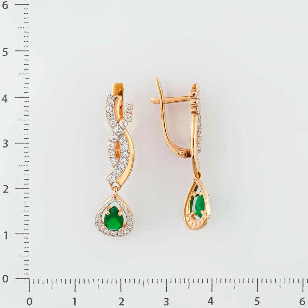 Серьги с агатом из красного золота 585 пробы