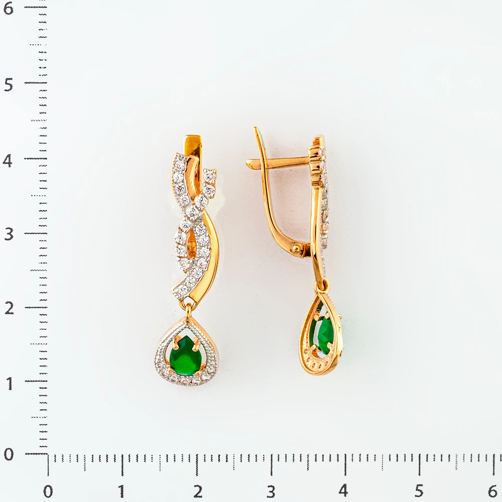 Серьги с агатом из красного золота 585 пробы