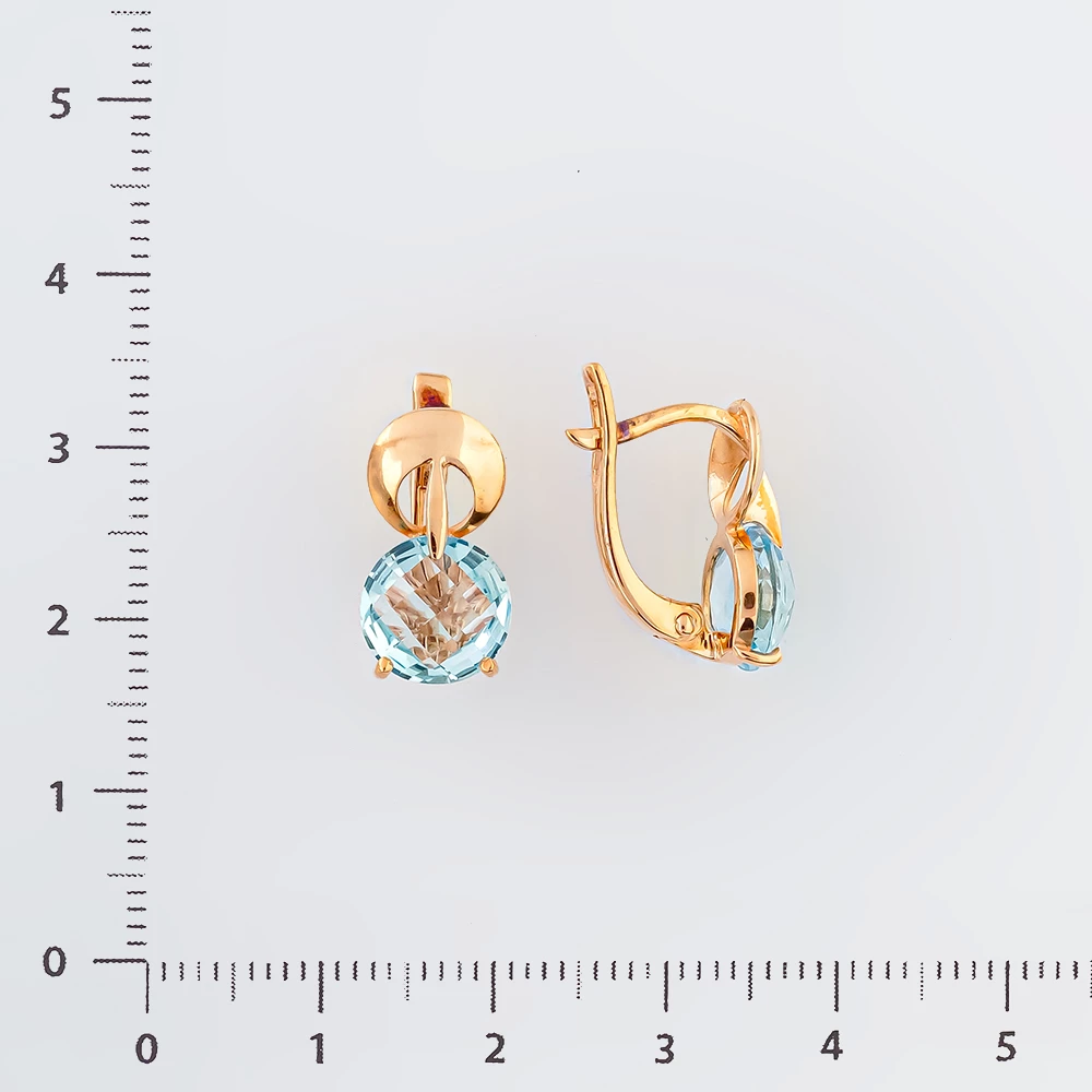 Серьги с топазом из красного золота 585 пробы