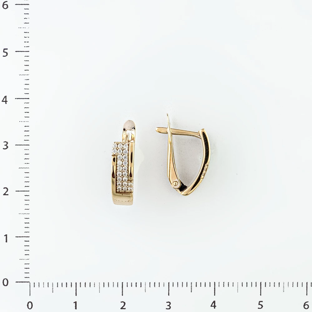 Серьги с фианитом из белого золота 585 пробы