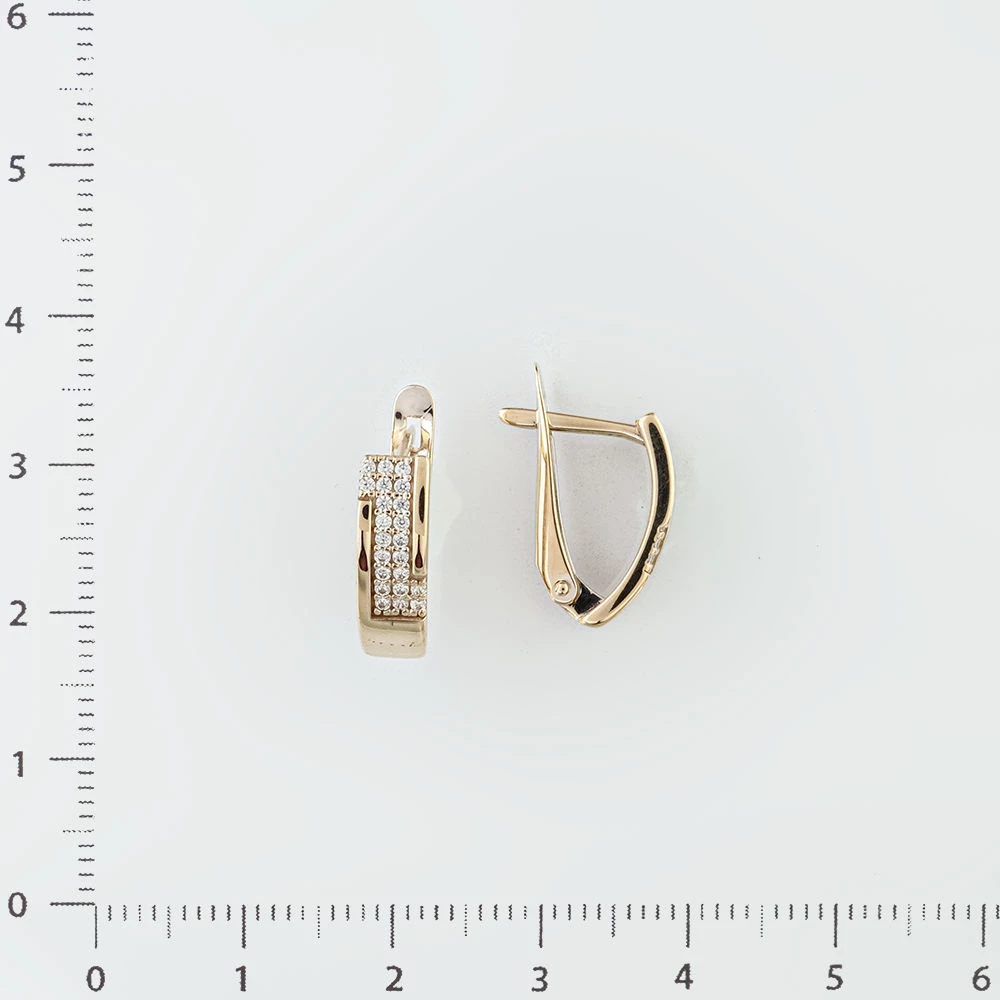 Серьги с фианитом из белого золота 585 пробы