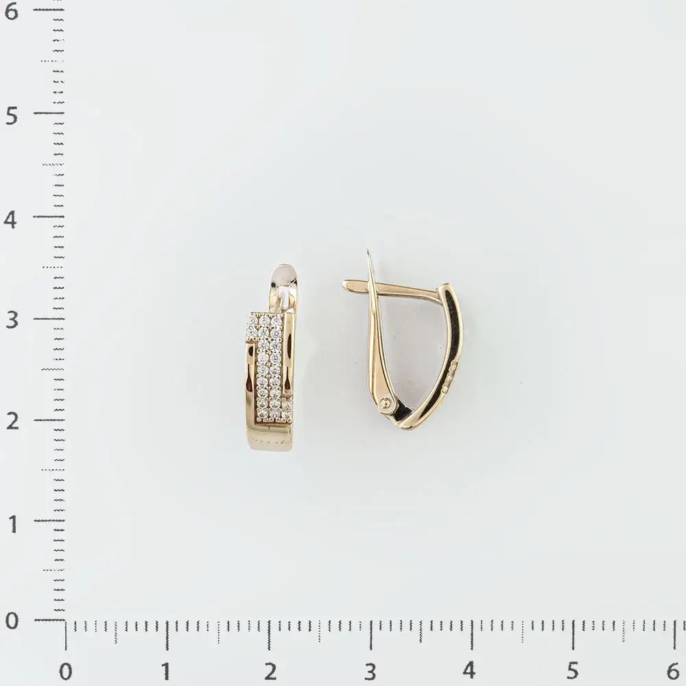 Серьги с фианитом из белого золота 585 пробы 2